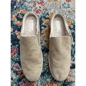 Vince Verrell Backless Shearling Lined Sneakers Taupe Suede Leather Size 9.5M